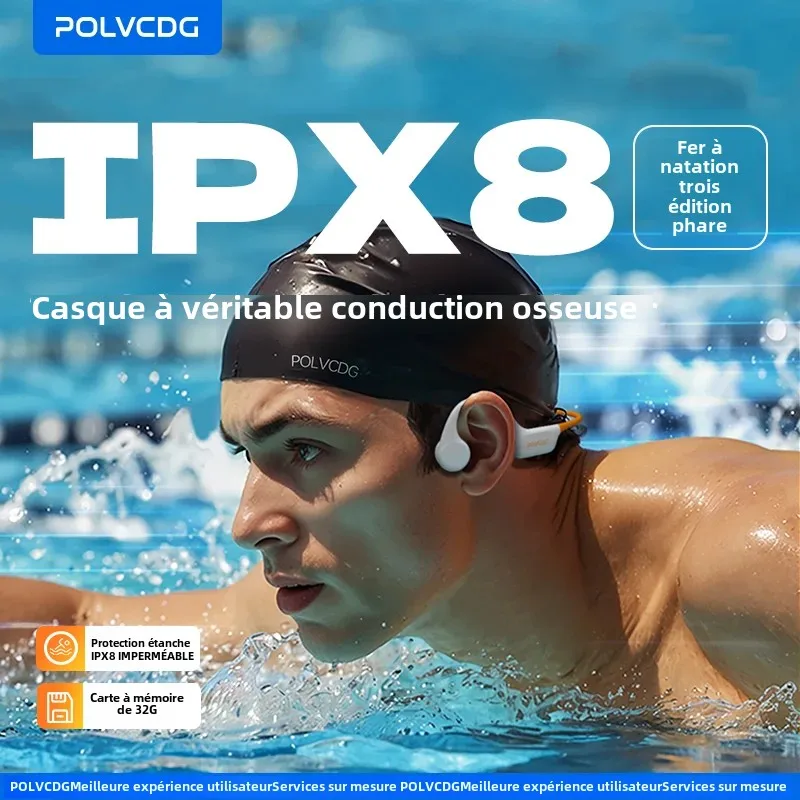 Casque De Natation Avec Écouteurs Intégrés - Audio Par Conduction Osseuse IPX8