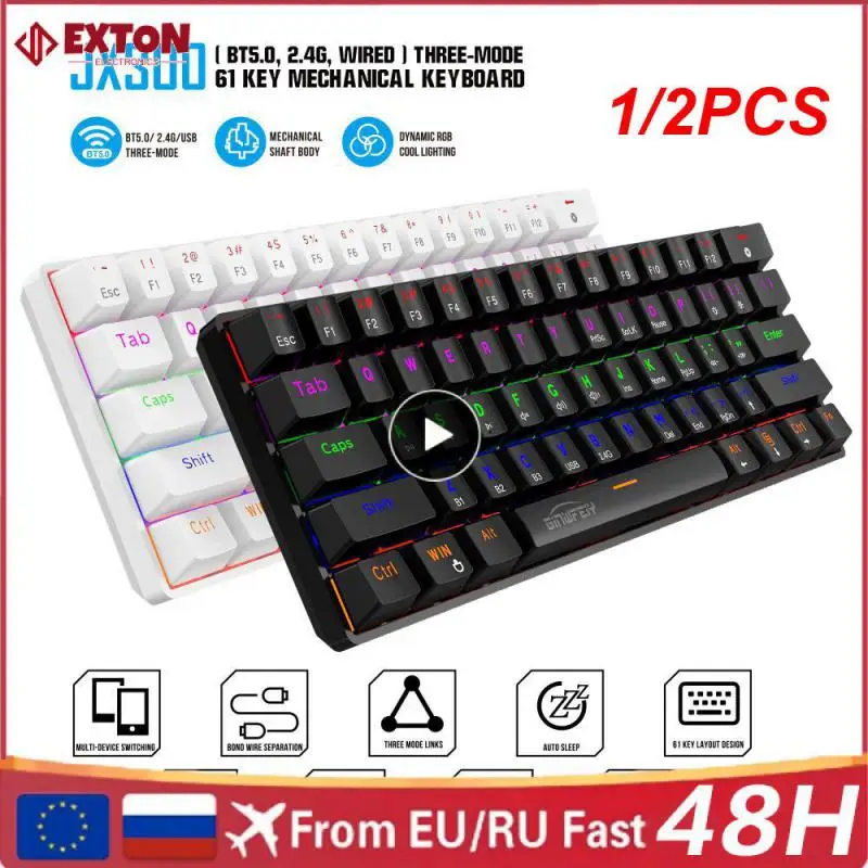 

1/2 шт. Fizz K617 RGB USB мини Механическая игровая Проводная клавиатура красный переключатель 61 клавиша для геймера для компьютера ПК ноутбука съемный кабель