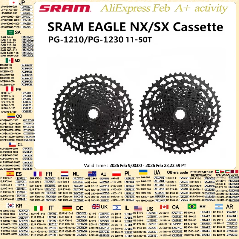 SRAM EAGLE NX SX Cassette SX PG 1210 NX PG 1230 11-50T 12s Speed
