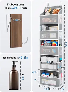 Over the Door Organizer Storage 5 Shelf Hanging Door Organizer with 5 Large Capacity Pockets for Bedroom Bathroom 1pcs 3