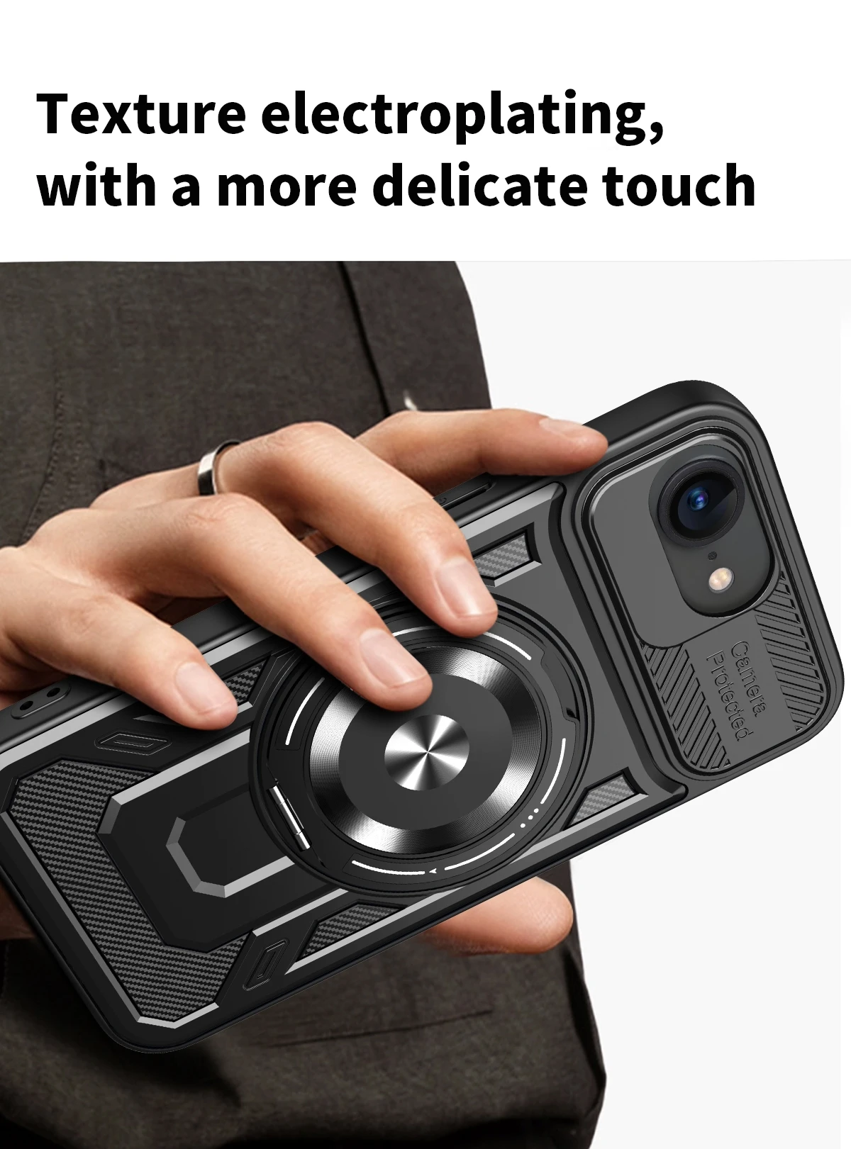 Luxury Shockproof Armor Phone Case with Car Magnetic Ring Stand