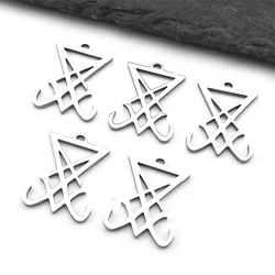 Set of 5 Gold Stainless Steel Lucifer's Sigil Pendants - Satanic Symbol Handmade Charms (5PCS SR)