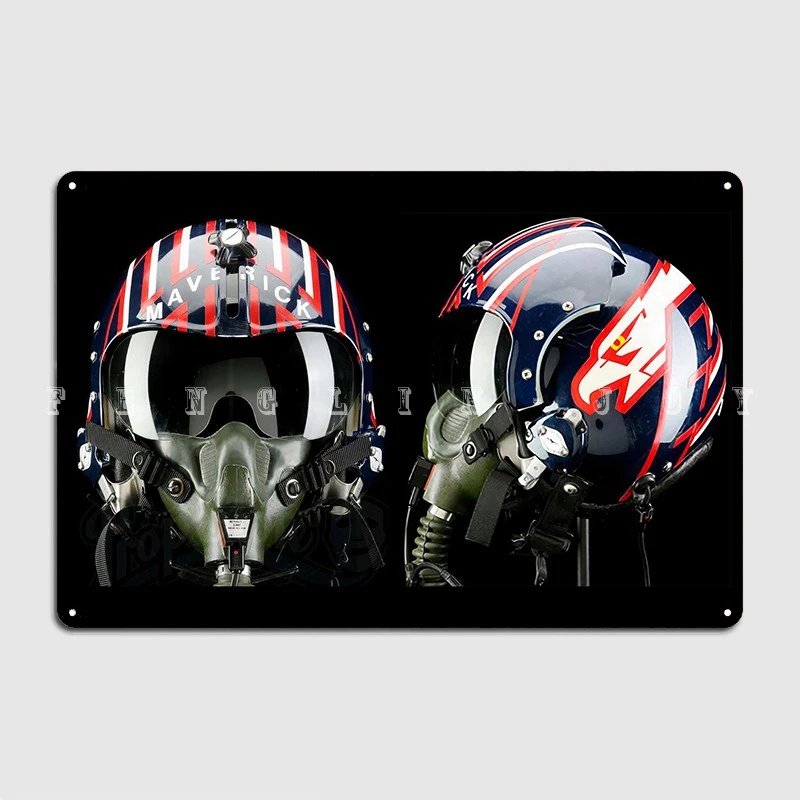 Top Gun Maverick Helmet Poster Metal Plaque Cinema Kitchen Wall Design