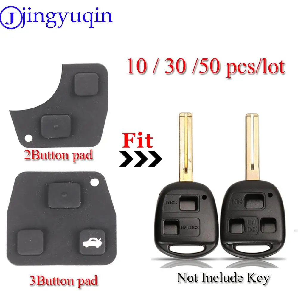 10/30/50pcs 2/3 Buttons Car Remote Key Shell Cover Black Silicon Rubber Repair Pad For Toyota