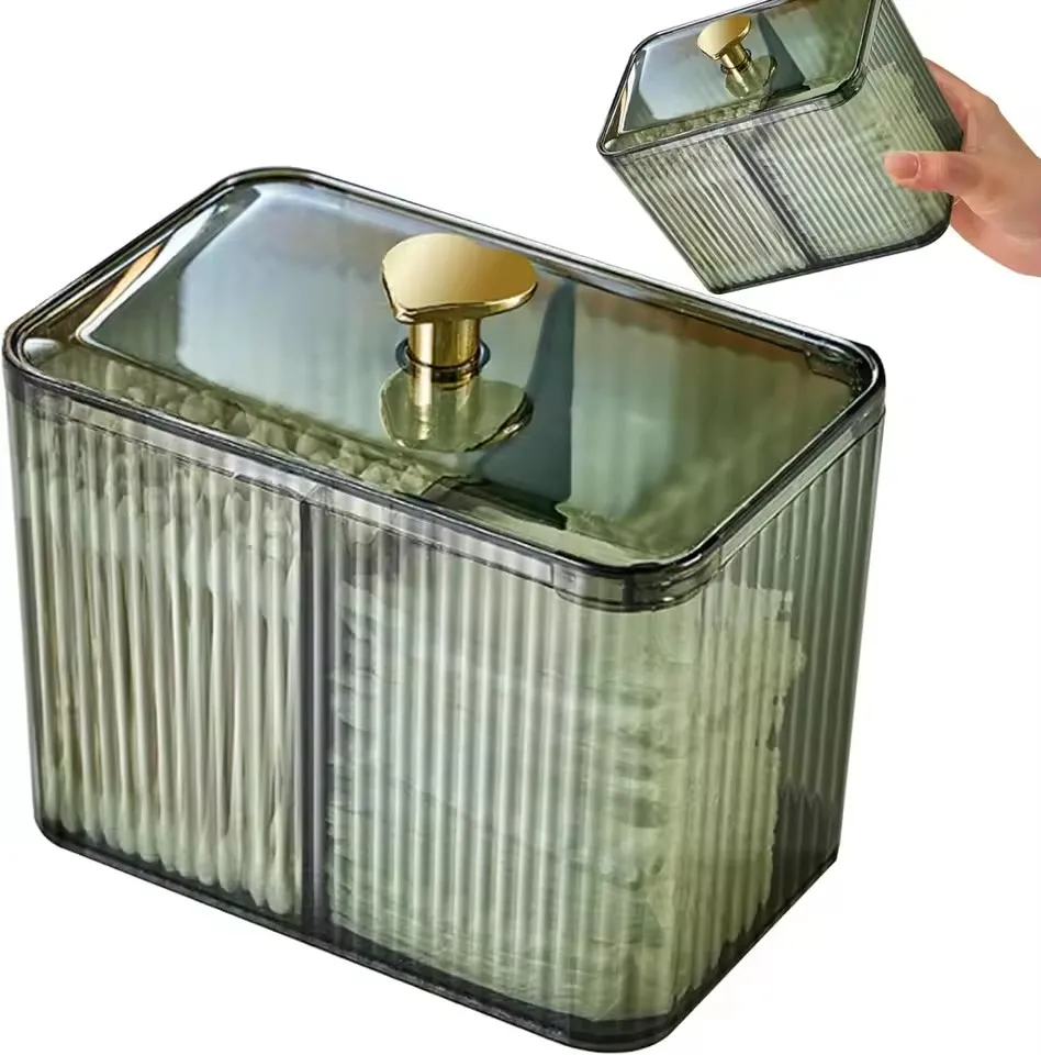 Cotton Swab Holder Cotton Pad Holder with 3 Compartments Bathroom Vanity Storage Box Makeup Organizer 5
