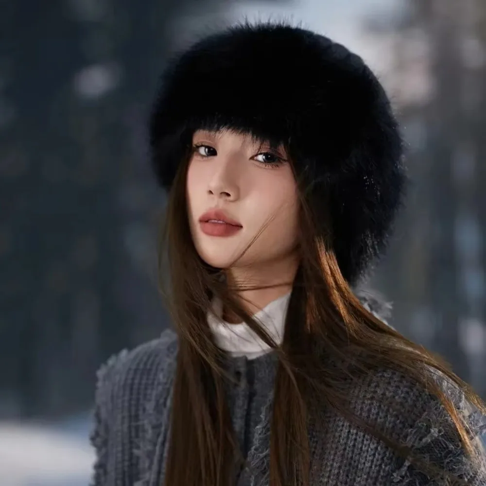 Thickening Winter Women's Warm Fur Hat Without Brim Cold-proof Warm Baseball Cap Warming Tools Ear Protection Fisherman Caps