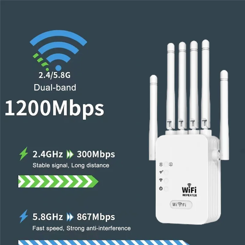 강력하고 안정적인 Wi-Fi 신호를 위한 AC1200 WiFi Repeater