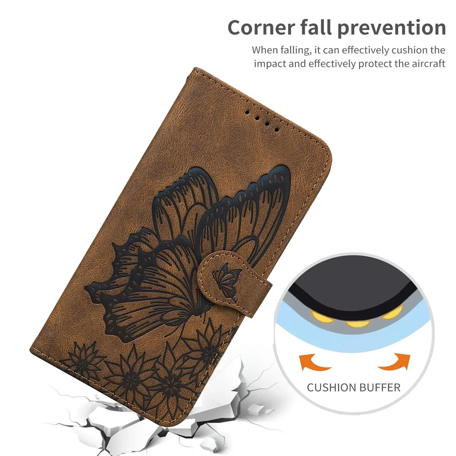 Luxury Leather Flip Wallet Case with Card Slots and Stand Feature