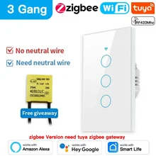 TNCE 투야 미국 와이파이 지그비 스마트 벽 스위치, 스마트 터치 센서, 스마트 홈, 알렉사 구글 홈으로 작동, 1, 2, 3/4 갱 조명 스위치 - 알리익스프레스 가격 11,850원