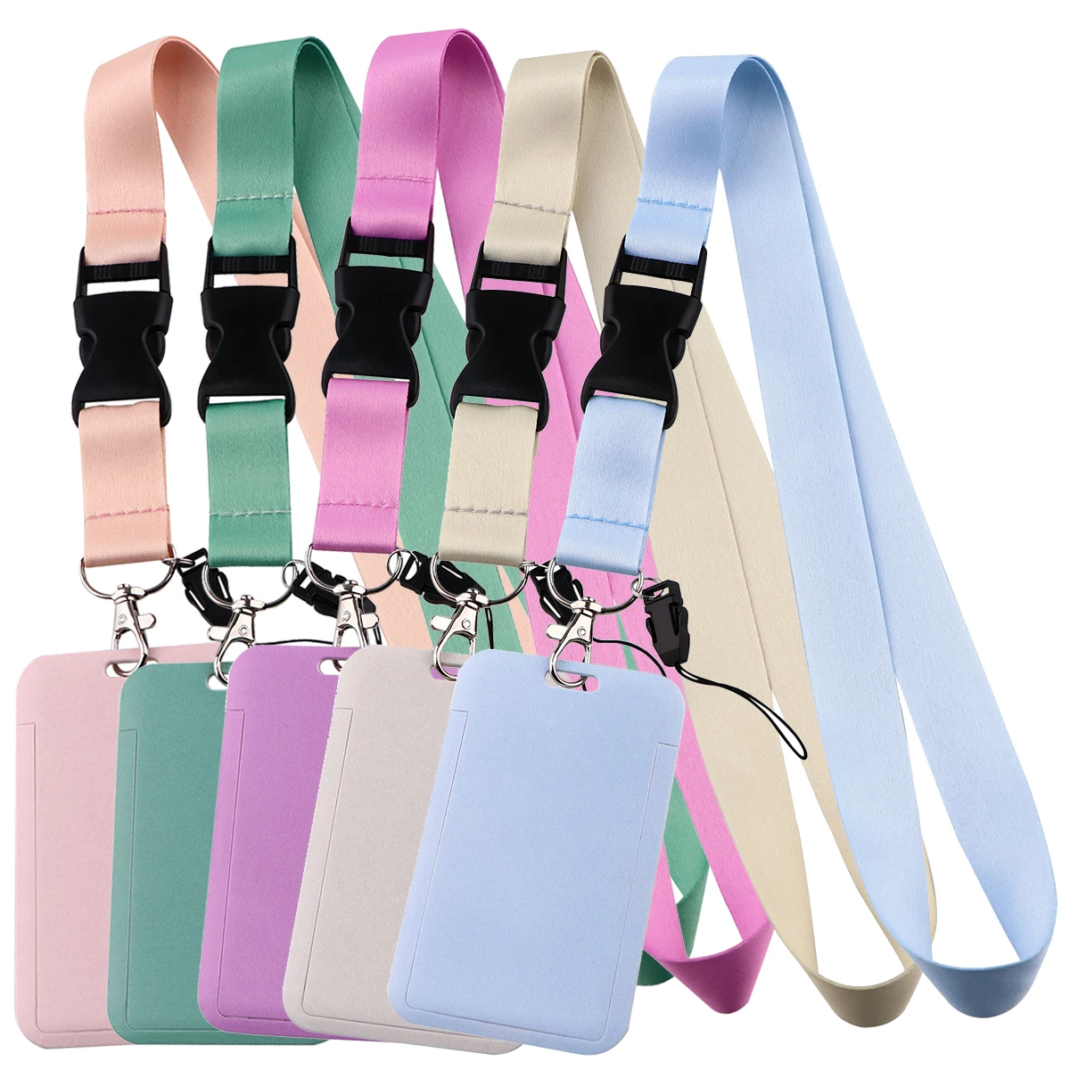 Pure Color Credential Holder Lanyard for Keys Neck Strap ID Card Badge Holder Key Chain Key Rings Accessories Christmas Gifts er2041 anime lanyard for keys keychains id card cover badge holder phone key lanyard neck straps key rings keychain accessories