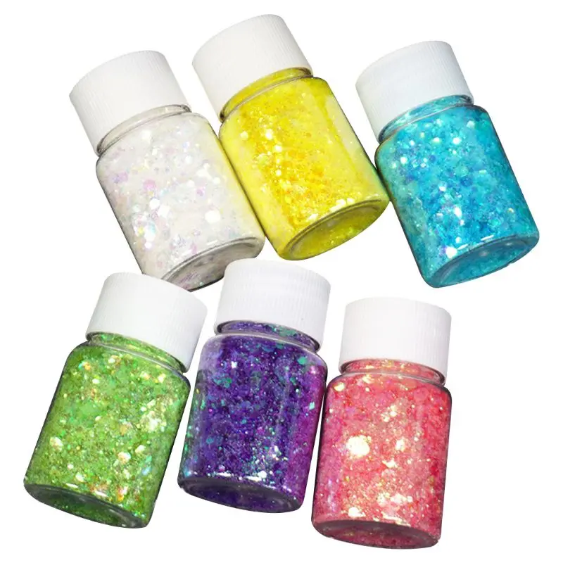 

E0BF 6 Bottles/Set Glitter Colorful Powder UV Epoxy Resin Filling for DIY Crafts