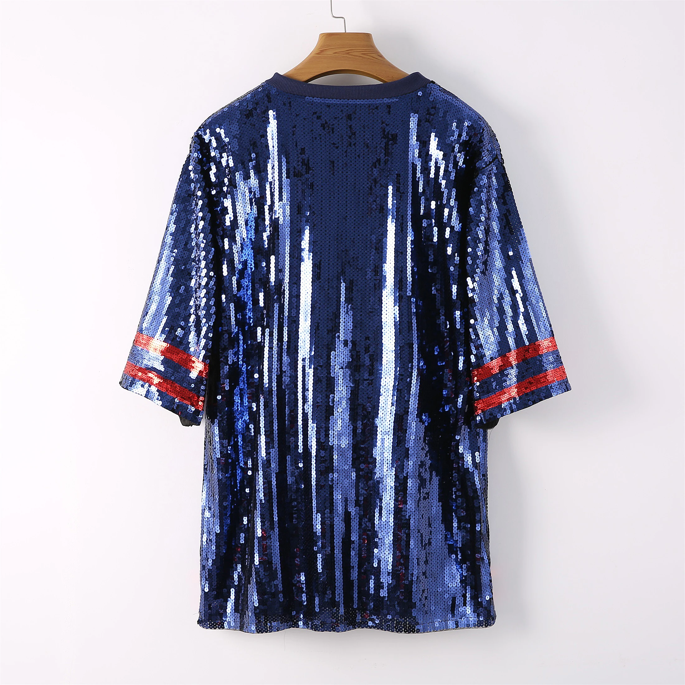 Blue Texan Game Day Sequin Shirt Jersey Dress - AliExpress