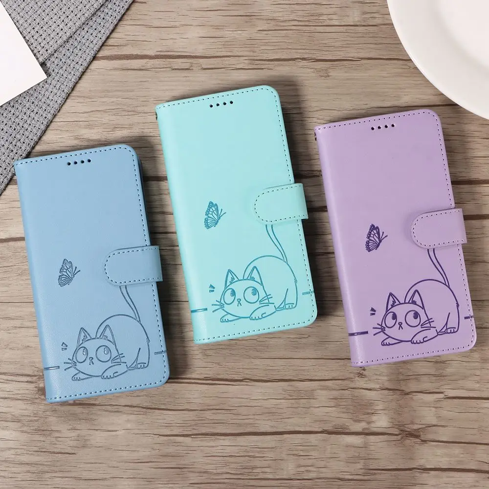 Pour Funda iPhone 16E 16 Plus coque de téléphone chat mignon pour iPhone Pro Max 7 8 X étuis portefeuille en cuir Flip couverture Etui