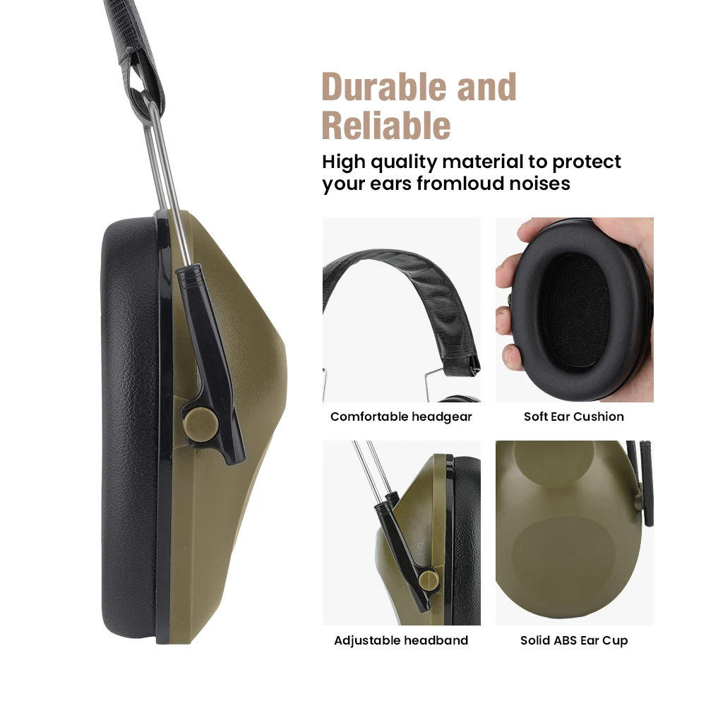 Personne portant le casque antibruit pliable 21dB noir sur chantier, protection auditive efficace.