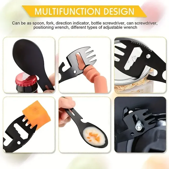Outdoor Fork Spoon Versatile Outdoor Camping Tool Lightweight Fork Spoon Bottle Opener for Survival Tactical Utility for Easy 5