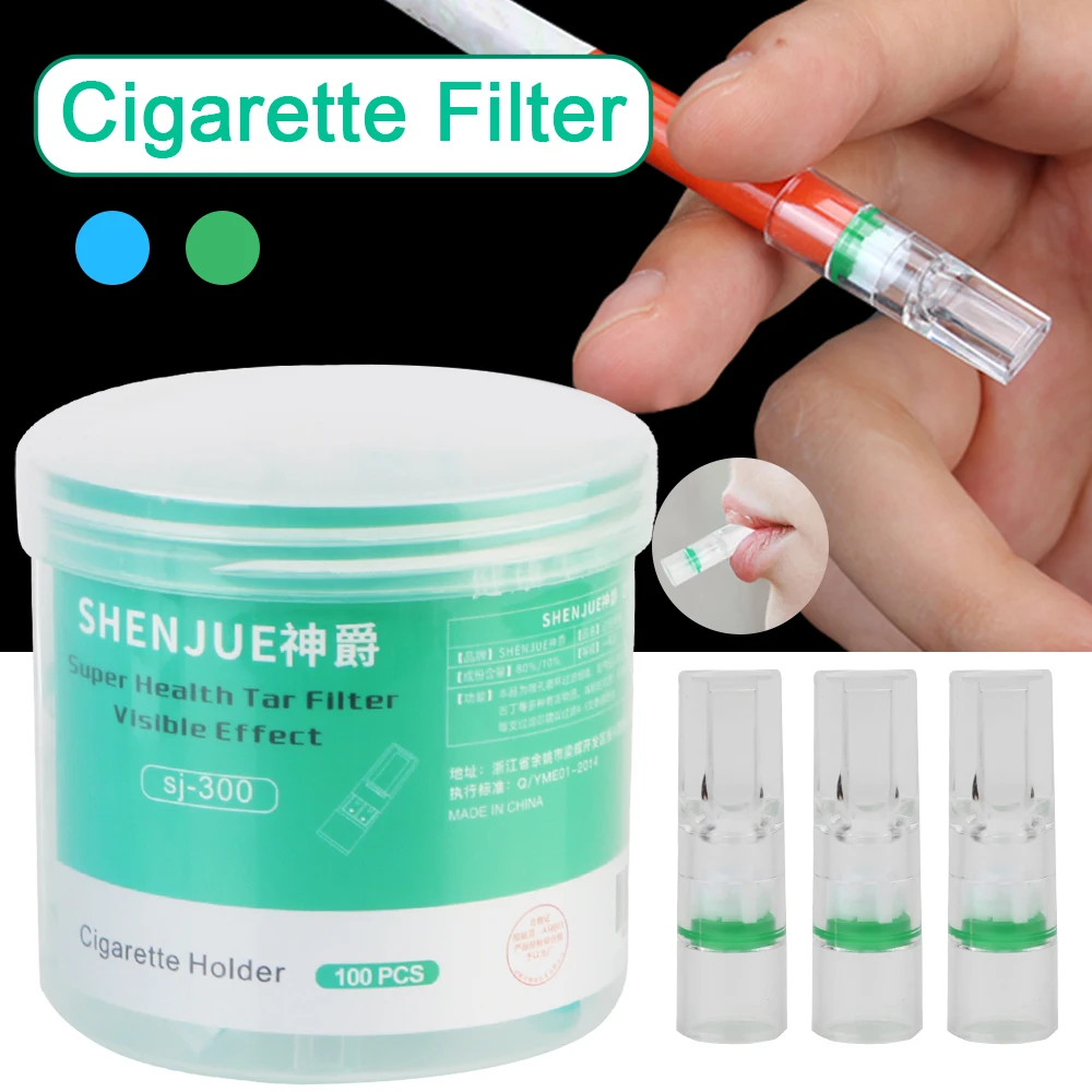 Disposable Tobacco Cigarette Filter - 100 Pack Tar Reduction Cleaning Holder