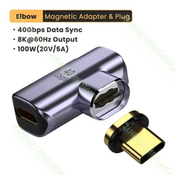 Magnetic USB-C to USB-C Adapter with 40Gbps Data Transfer & 100W Fast Charging, 8K Display Support - Other (Elbow Adapter)