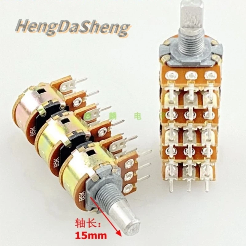 

5Pcs/Lot Type 16 B5K 6 Potentiometer Power Amplifier multi-channel High And Low Volume Control 15mm Axis