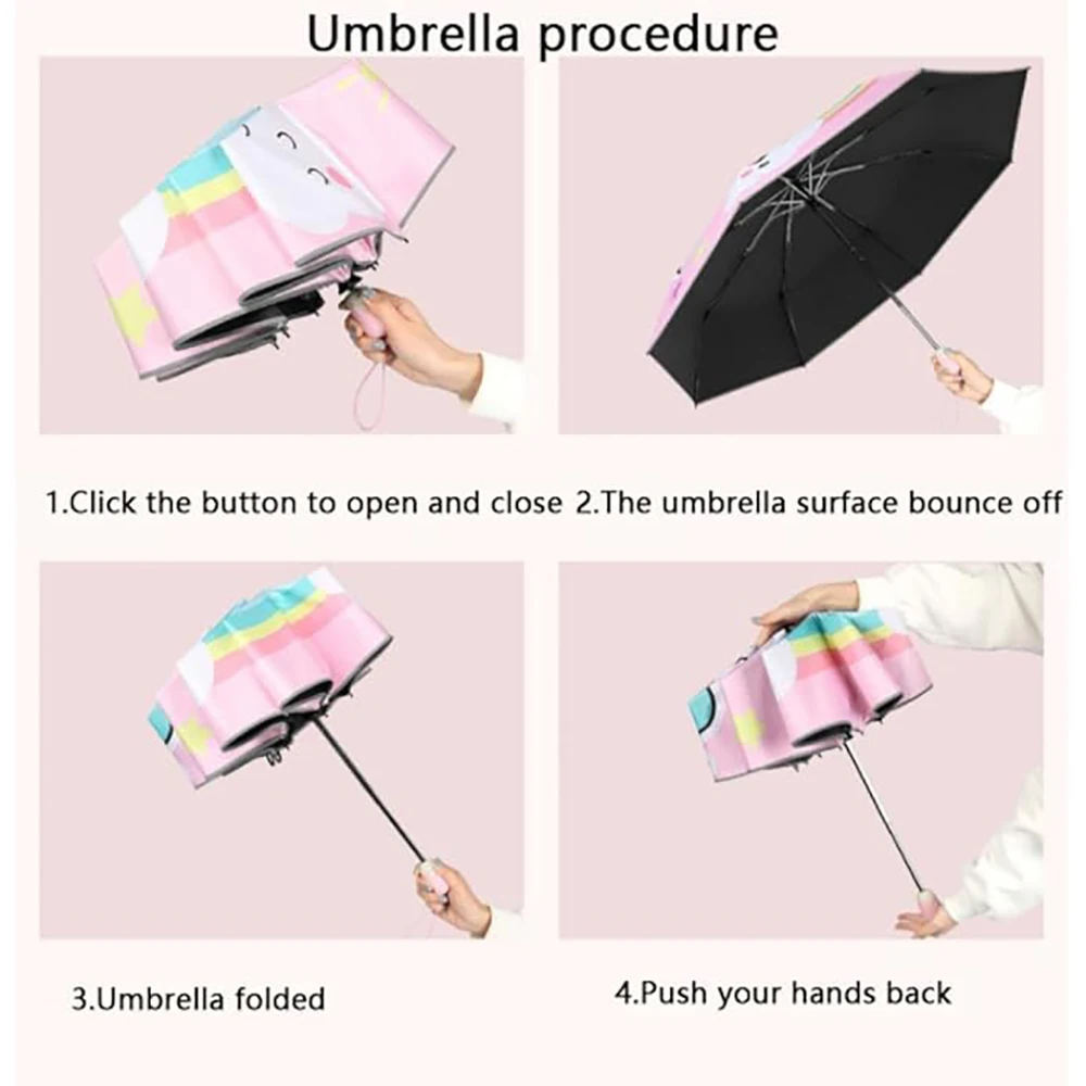 Umbrella anti-rebound closing students male and female umbrella sunshade sunblock portable cute cartoon folding umbrella