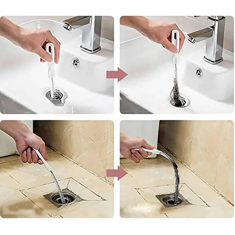 45cm/65cm Flexible Drain Hair Snake Clog Remover Sink Bathroom Tub Cleaner Drain Brush Sewer Pipe Dredging Cleaning Tools