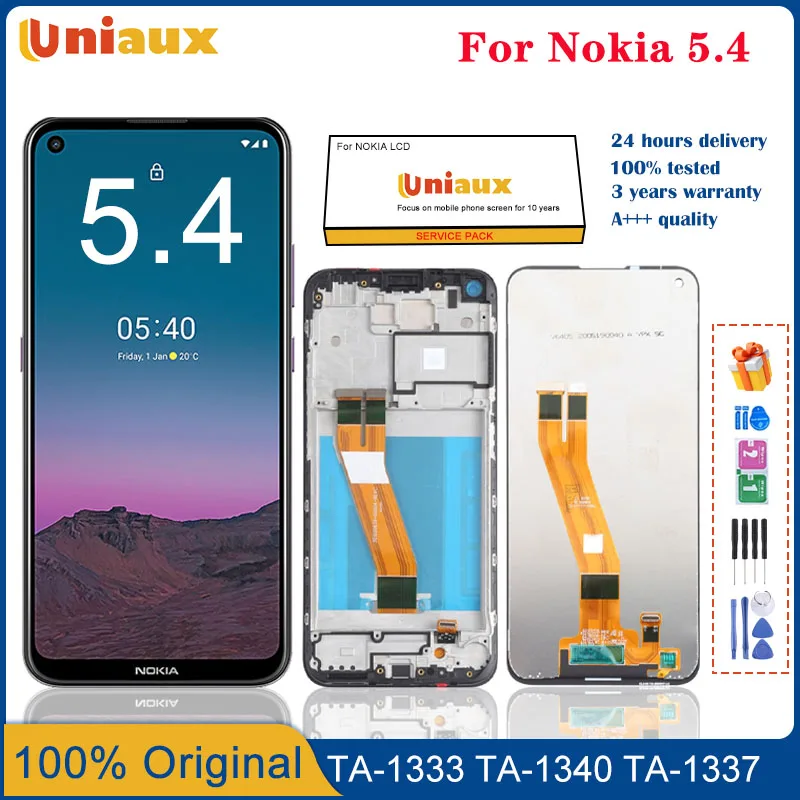 Visor Lcd Original para Nokia 5.4 Tela Sensível ao Toque Montagem Digitalizador com Moldura Peças de Reparo Ta1328 Ta-1325 Ta-1340 639
