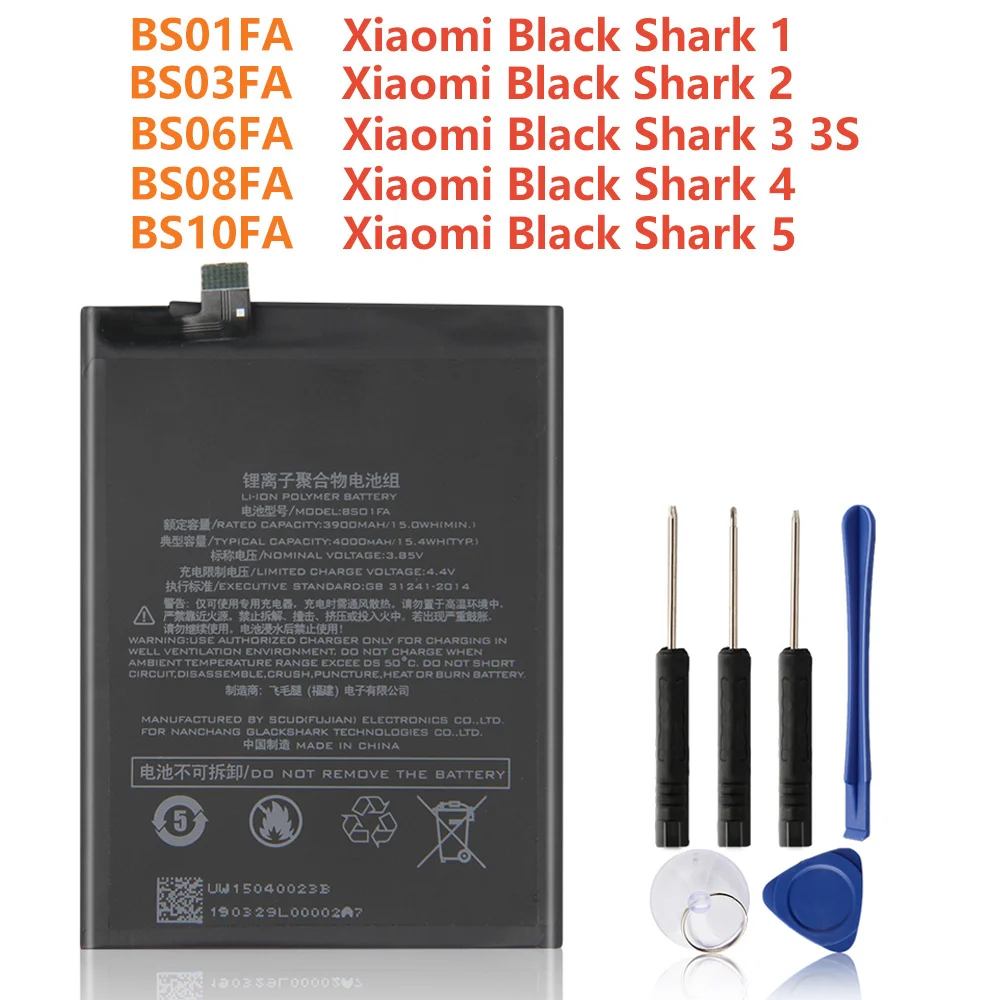 

Replacement Battery BS01FA BS03FA BS06FA BS08FA For Xiaomi Black Shark 1 2 3 3S 4 5 Pro Black Shark Helo Rechargeable Battery