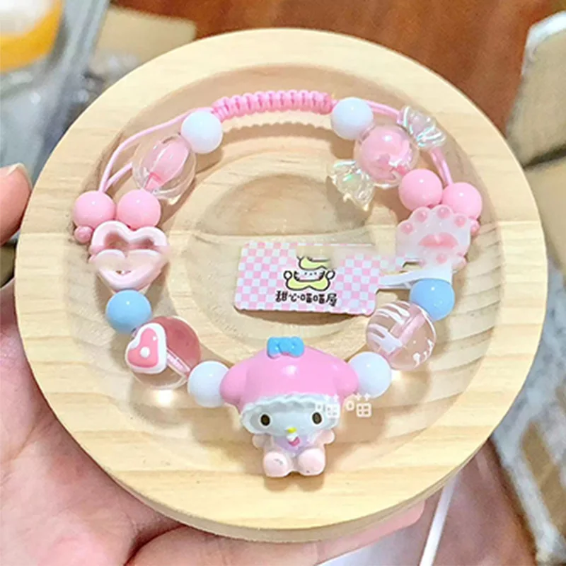 Kawaii Sanrio Hello Kitty Anime Beaded Bracelet New Cute Fun Cat