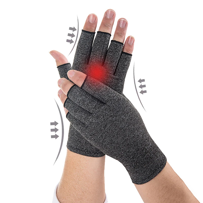 1 Pair Compression Arthritis Gloves Rehabilitation Fingerless Mittens Nonslip Cycling Sports Wrist Support Wristband S/M/L/XL 2