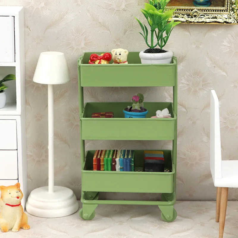 Mini-Trolley-with-Wheels-Dollhouse-Bookshelf-Storage-Display-Rack-Home ...
