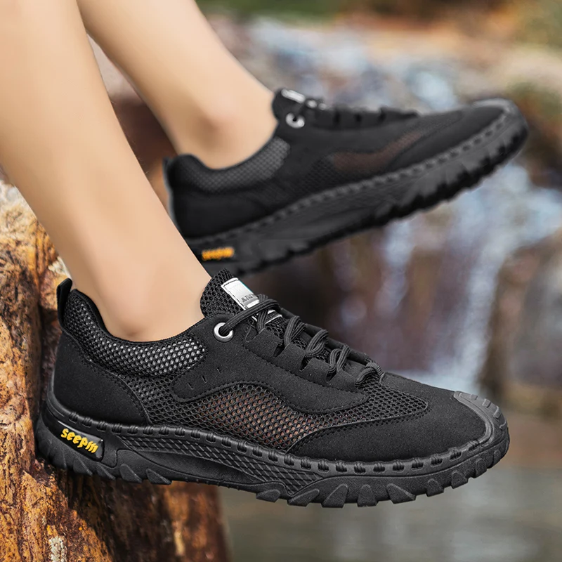 

Мужские сетчатые кроссовки, уличная дышащая Нескользящая повседневная обувь для бега, универсальные прогулочные туфли на толстой подошве