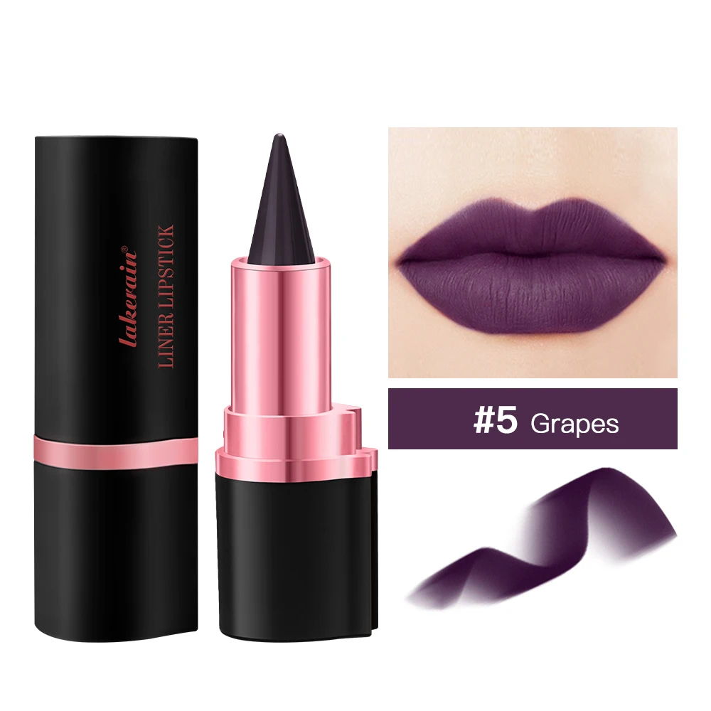 Waterproof Tapered Gradient Lip Liner Multi-functional Matte Purple Gradient Lipstick Non Sticky Lipliner Crayon Liner Pencil