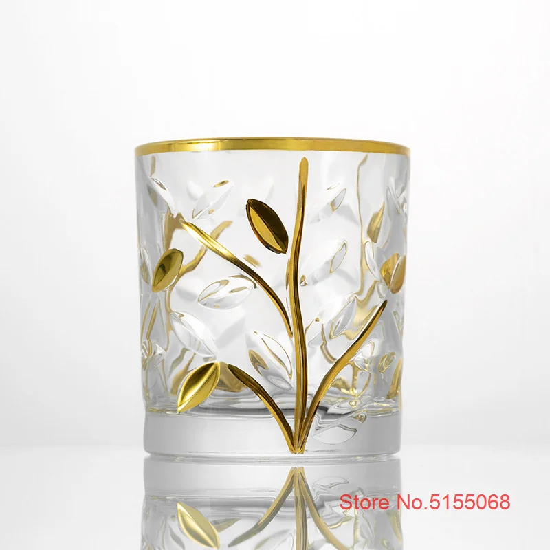 Design By Zecchin Murano Italy Art Multi-Color Glass Liquor Tumbler Colorful Relief Hand Painted Leaf Whiskey Cup Wine Glasses