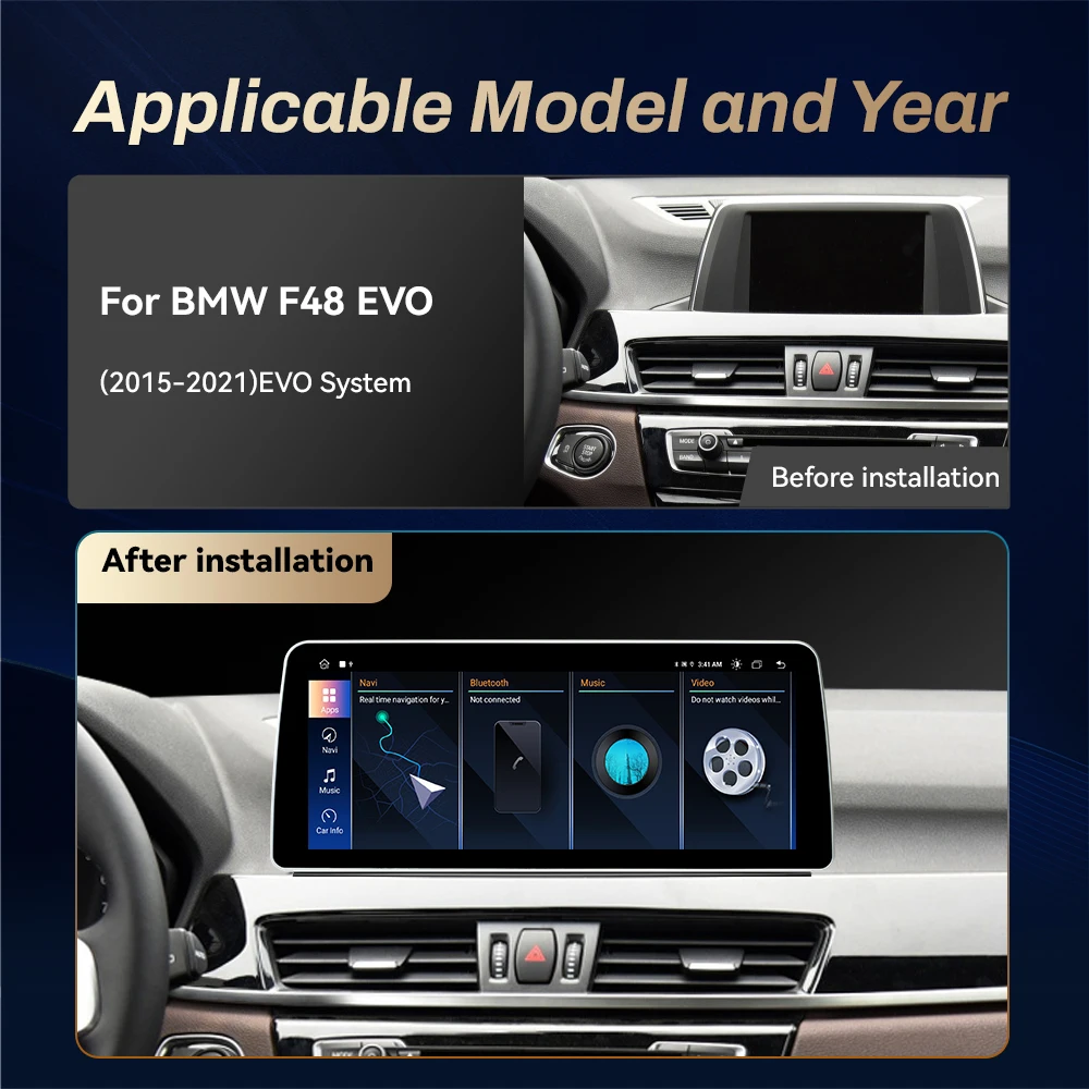 Pantalla Táctil HD de 12.3 Pulgadas con CarPlay Inalámbrico y Android Auto para BMW X1 F48 X2 F39 2018-2021 EVO 8G+128G 4G WiFi GPS Navegación 2