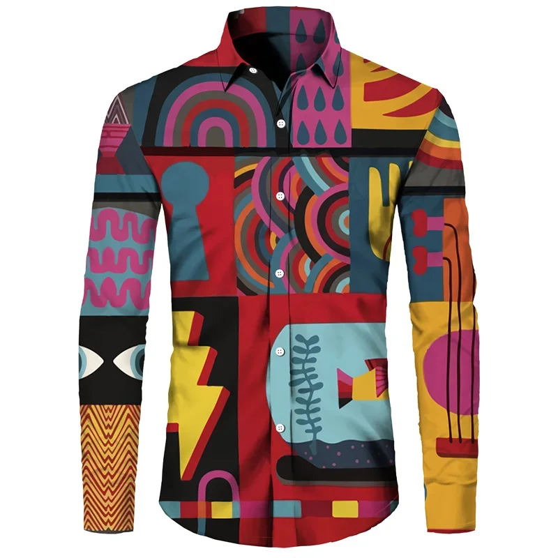 thumbnail image 1 of Camisas de moda para hombre guapo, camisetas casuales con estampado 3D, botones, solapa, manga corta y larga, estilo hip hop, para hombre y mujer, estilo urbano, cárdigan, 1 of 5