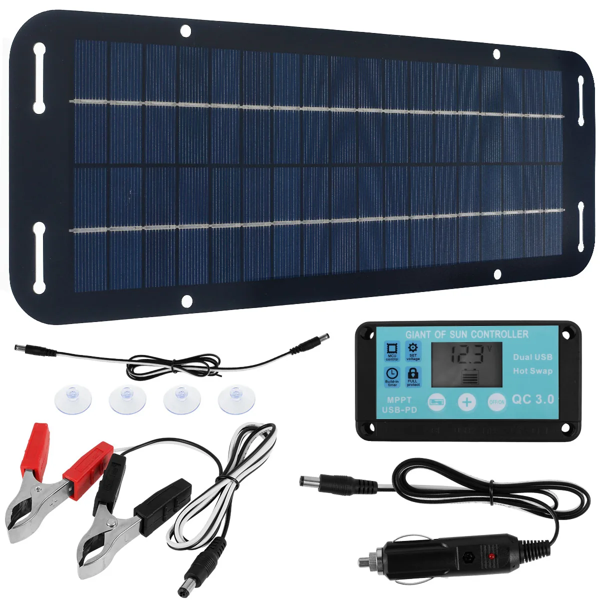 30W solární panel souprava IP65 dokonaný solární trickle nabíječka USB energie přenosné s 4 sání kelímky outdoorové pro pestrost z vozidel