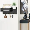 Rustic Decor Wood Wall Shelf with Mail & Key Hooks 6Hook Organizer Suitable for Living Room or Home Entryway 4