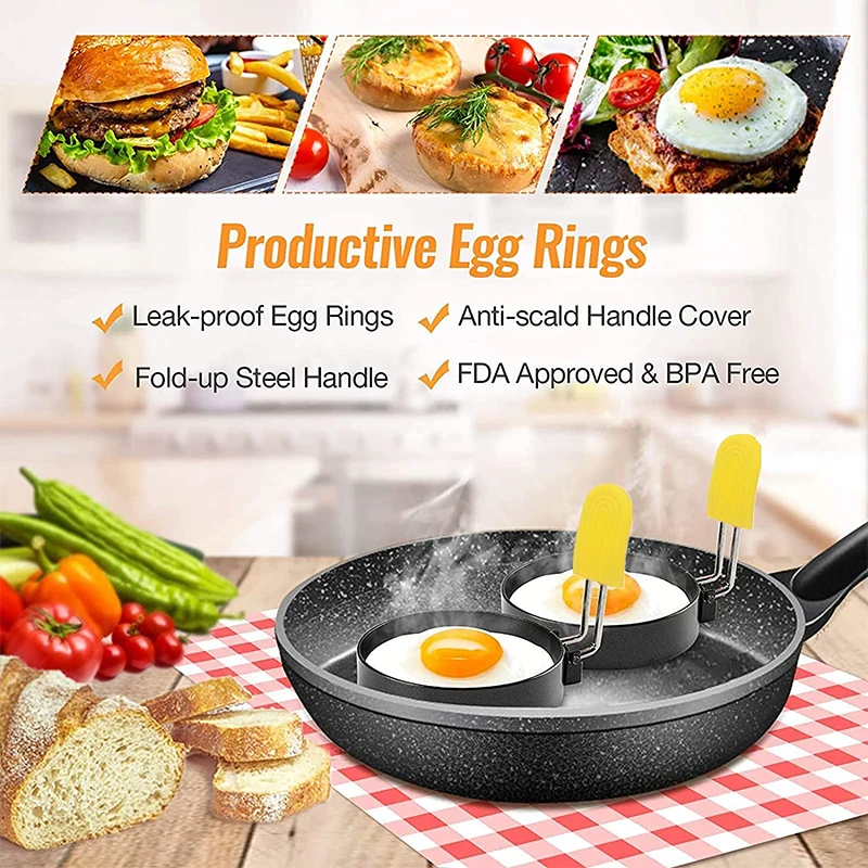 4Pcs Egg Rings Stainless Steel Nonstick Round Egg Cooker Ring for Frying Eggs and Mcmuffins stainless steel ring egg cooker egg mold egg ring