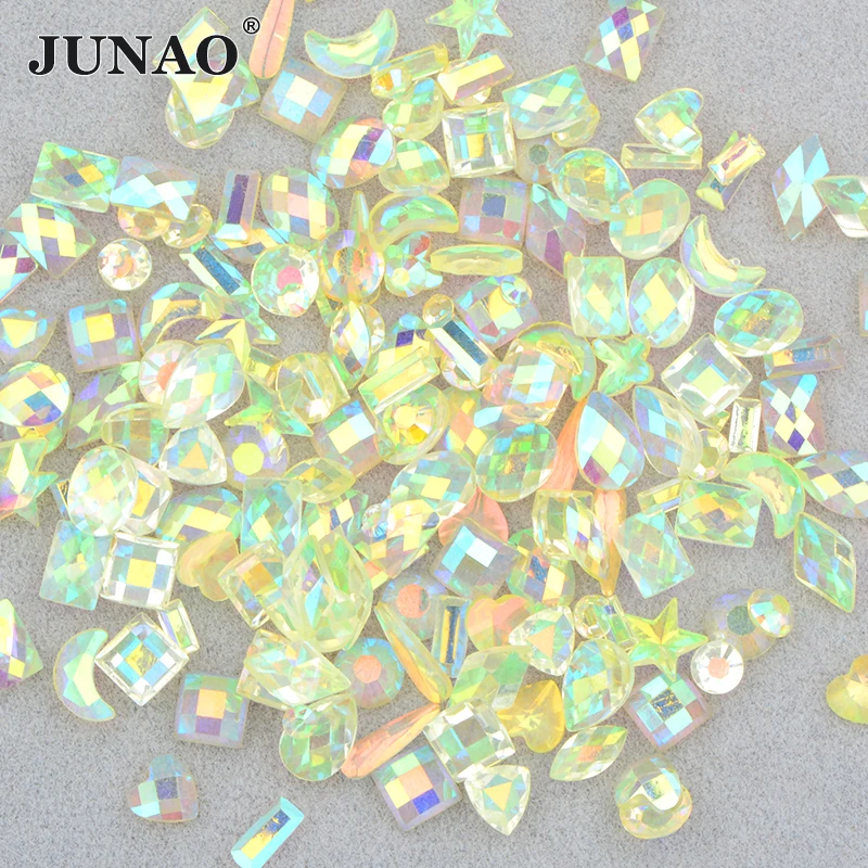 JUNAO 1400Pcs Mix Size Aurora Purple Flatback Glass Rhinestone Non