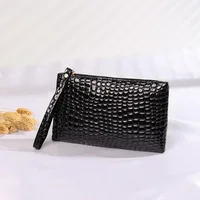 New retro classic stone pattern leather black fashion clutch coin purse mobile phone bag female storage wrist bag - Image 6