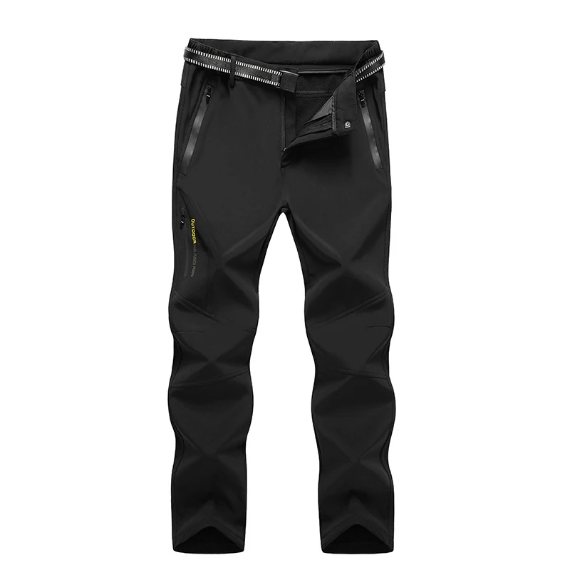 

Outdoor Sprint Pants Men's Windproof and Waterproof Autumn and Winter Plush Thickened Long Pants Couple Plush Sports Mountaineer