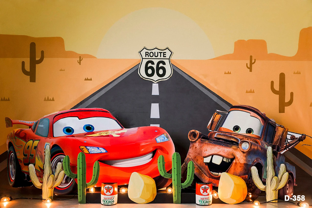Disney Cars Race Photography Backdrops Lightning McQueen Cartoon