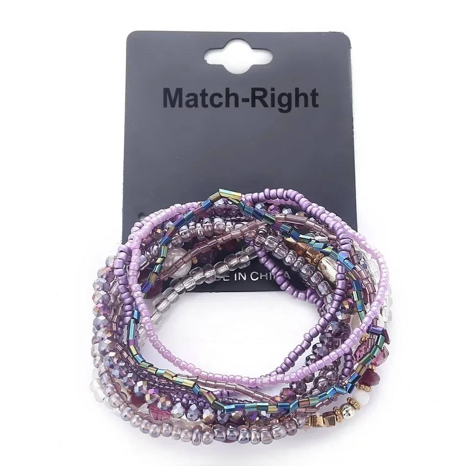 Set di braccialetti con perline di vetro pastello fatti a mano: braccialetti elastici impilabili - Italia