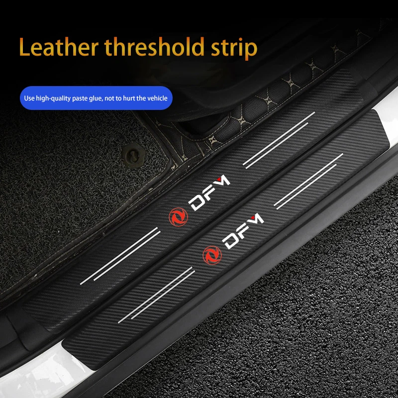 

For Dongfeng DFM AX7 H30 S30 DFSK SX5 SX6 AX4 P11 Leather Carbon Fiber Decor Decal Car Door Sill Protector Stickers Accessories