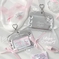 Ins Korean Style Lace-up Leather Card Holder Bus Card Bank ID Card Protective Display Sleeves Girl Bag Pendant Gift 1
