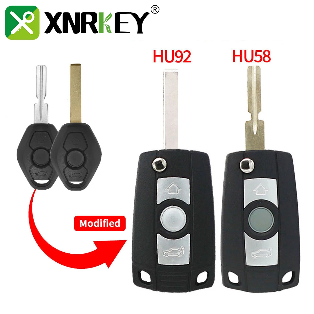 XNRKEY 3 Buttons Modified Remote Flip Key Shell for BMW E46 E36 E38 E39 E83 E53 Z3 Z4 X3 X5 325i 3 5 7 Series HU92/HU58 Blade xnrkey 3 buttons modified remote flip key shell for bmw e46 e36 e38 e39 e83 e53 z3 z4 x3 x5 325i 3 5 7 series hu92 hu58 blade