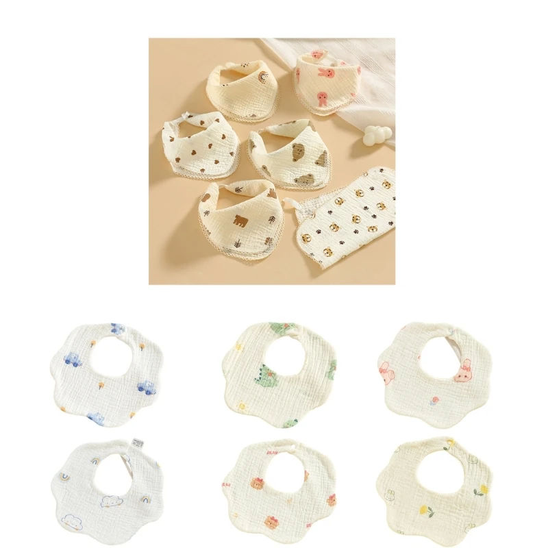 

L5YF Детские нагрудники-банданы с лепестками/треугольниками, слюнявчики для мальчиков и девочек, нагрудники для прорезывания для