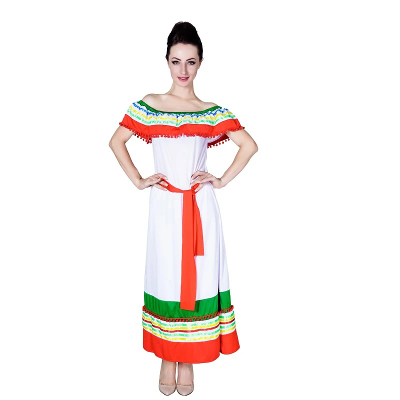 

Traditional Folk Mexican Dress Women Girls Halloween Costume For Kids Mexico Carnival Party Family Dance Fancy Dress Spanish wom