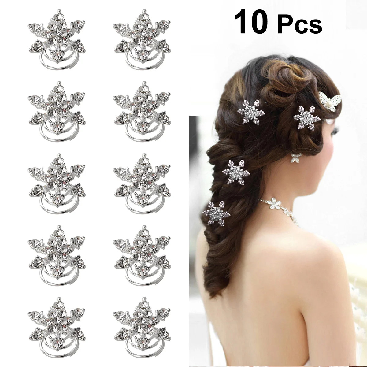

10 Pcs Girls Hairbows Spiral Hairpin Grace Accessories Crystal Clips Piece for Women