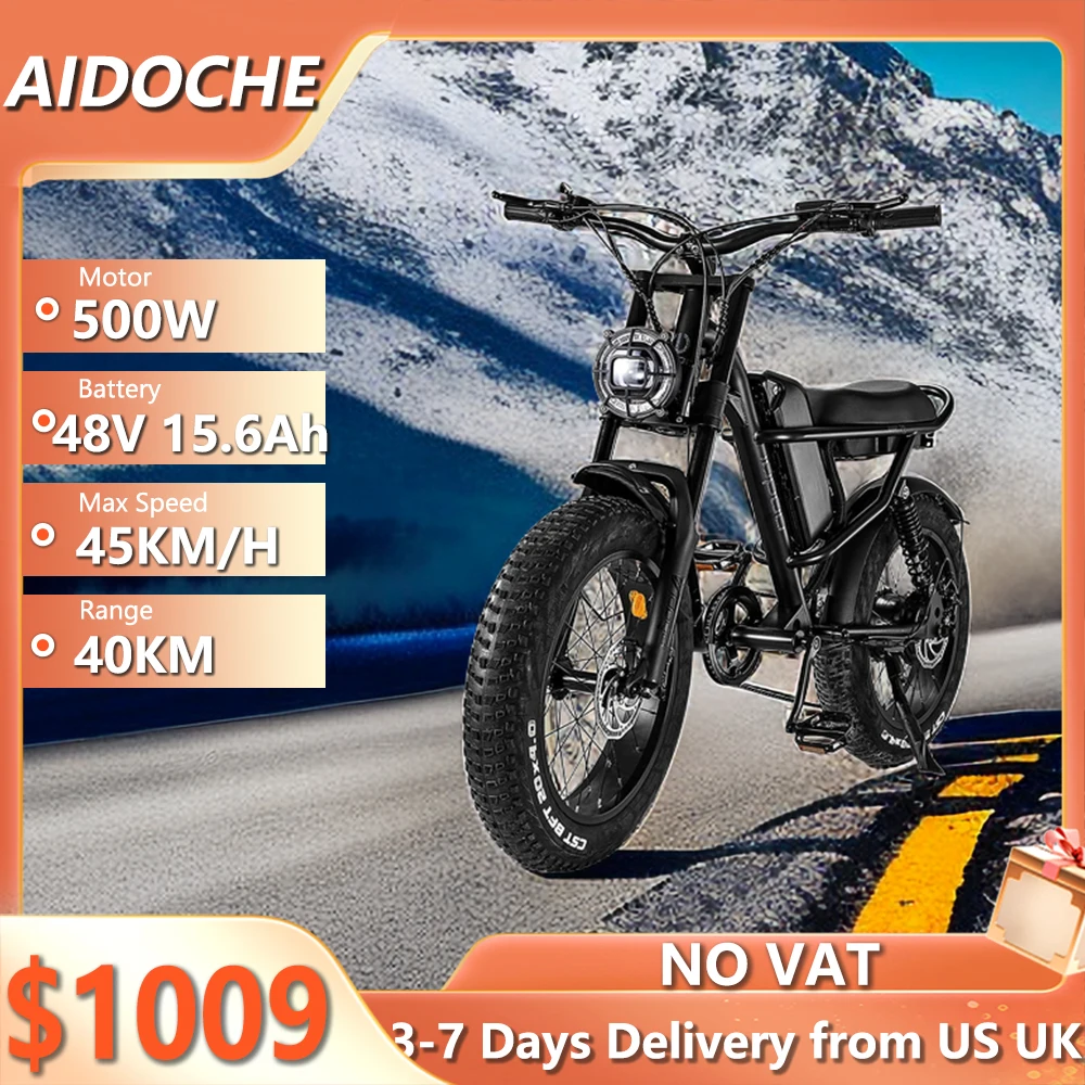 

Z8 Electric Bicycle 500W 48V 15.6AH Lithium Battery 45KM/H Max Speed Mountain Bike Snow Bike 20 inch Fat Tires Electric Bike