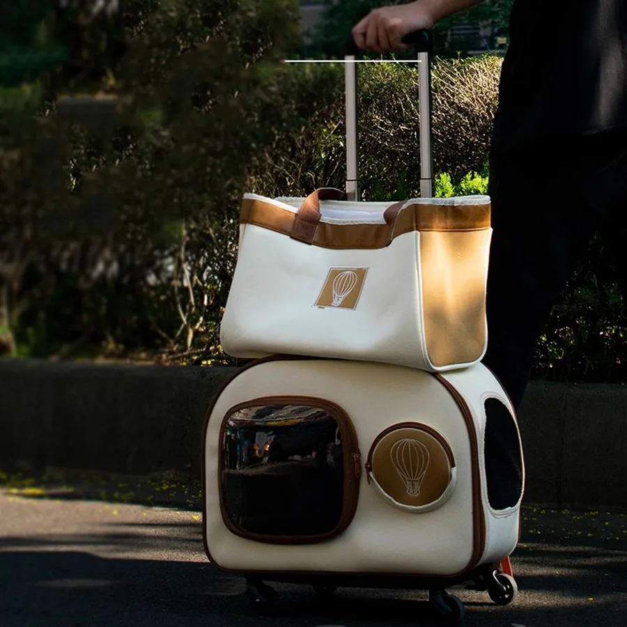 Designer Cat Carrier Cute Travel Luggage Case Breathable Cat Carrier Portable Outdoor Wheeled Hard Shell Bolsa Gato Pet Backpack